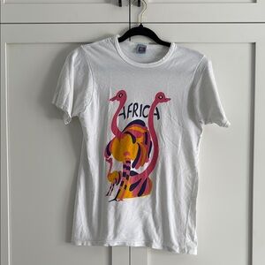 Vintage White Graphic T-Shirt with Colorful Africa Design